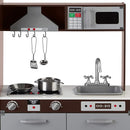 Amazon Basics Kids Upright Wooden Kitchen Toy Playset with Stove, Oven, Sink, Fridge and Accessories, for Toddlers, Preschoolers, Children Age 3+ Years, Espresso/Gray, 39x11.8x39'' by TinyTreasures Baby Boutique