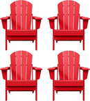 Westin Outdoors Laguna WO Home Furniture Adirondack Chair 4 PC Set Classic Outdoor Patio Folding Chair for Bon Fire Pit Lawn Backyard Beach Plastic Weather-Resistant (Red) by GreenHaven Gardens