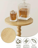 Masupu Round Side Table, Small End Table for Small Spaces, Pedestal Drink Table with Solid Wood Leg for Living Room, Bedroom, Corners(Natural) by CozyNest Decor