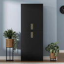 71" Tall Pantry Cabinet, 4 Doors Kitchen Pantry Storage Cabinet, Freestanding Larder Cupboard, Kitchen Hutch with Gold Handles for Dining Room, Bathroom, Black by CozyNest Decor