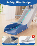 YUFU Toddler Slide Set, 11 in 1 Kids Slide for Toddlers 1-3, Toddler Playset with Climbing Bridge, Golf Set, Basketball Hoop, Indoor Outdoor Playground (Blue) by TinyTreasures Baby Boutique
