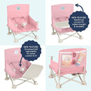 Hiccapop OmniBoost Travel Booster Seat with Tray for Baby | Folding Portable Baby Booster Seat for Dining Table, Camping, Beach, Grandma’s | Tip-Free Design Straps to Kitchen Chairs - Booster Chair by TinyTreasures Baby Boutique