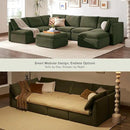 mopio Oversized Modular Sectional Sofa with Fully Removable Covers and Storage, Convertible U, L-Shaped and Sleeper Sectional, Modern Couches with Ottoman Chaise (Olive Green Velvet, 8 Seats, Sleeper) by CozyNest Decor