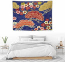HZOHNAGO Japanese Tapestry Art Abstract Colorful Cherry Blossom Blue Background Pattern Printed Wall Tapestry Painting Wall Hanging for Bedroom Living Room Dorm 40" W x 30" H by CozyNest Decor