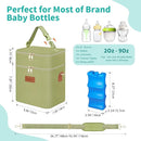 PIIOSER Breastmilk Cooler Bag with Ice Pack Fits 6 Baby Bottles Up to 9 Ounce, Insulated Baby Bottle Tote Bags, Double Layer Waterproof Leak-Proof with Shoulder Strap for Nursing & Working Mom (Green) by TinyTreasures Baby Boutique