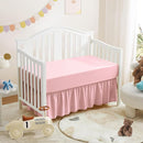 Horbaunal 2 Pack Set Crib Skirt & Crib Bed Sheet, Pink Crib Bed Skirt 28" x 52" with 14" Drop Dust Ruffle, Soft Microfiber Toddler Bedskirt Nursery Bedding Skirt for Baby Girls and Boys by TinyTreasures Baby Boutique