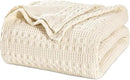 PHF 100% Cotton Waffle Weave Blanket King Size, Soft Lightweight Breathable Cozy Summer Blankets for Bed, Luxury Aesthetic Woven Bedding for Home Decor, 108"x90", Undyed by CozyNest Decor