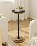 Masupu Drink Table, Round Side Table for Small Spaces, Pedestal Small End Table with Metal Base, for Living Room, Bedroom, Bathroom, Rustic Brown+Black(Lip) by CozyNest Decor