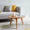 100% Solid Oak Wood Mini Coffee Table, Round Living Room Table Side Table w/Solid Wood Legs, Walnut Mid Century Sturdy Tables for Bedroom Balcony Living Room (23.62" D x 13.78" H) by CozyNest Decor