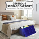 LINMAGCO Storage Ottoman Folding Foot Stool Velvet Foot Rest with Padded Modern Ottoman with Storage for Living Room Puppy Step Stool 17x13x13in(Navy) by CozyNest Decor