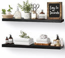 Floating Wall Shelves 2-Pack - Rustic Black 16-inch Wooden Wall Shelves for Storage and Décor, Multi-Functional and Easy to Install for Living Room, Bedroom, and Kitchen by CozyNest Decor