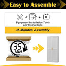 Kitchen Pantry Cabinet,71”White Metal Pantry Storage Cabinet with Doors and 4 Adjustable Shelves,Kitchen Cabinet with 2 Gold Handles,Tall Cabinet for Livingroom,Pantry, Bathroom,Kitchen by CozyNest Decor