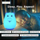 Combined Bluetooth Speaker & Nightlight With 9 Color Emissions, Child Friendly Silicone & BPA Free, USB Recharging, Receives Audio From Computer, Phone Or Tablet, and includes Remote Control (Pig) by TinyTreasures Baby Boutique
