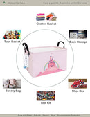 Rectangular Folding Laundry Basket,waterproof Canvas Basket,gift basket,Suitable for children's room,Office,Clothes,Toys Storage(Pink Castle) by TinyTreasures Baby Boutique