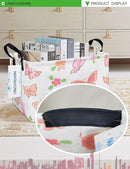 LANGYASHAN Rectangular Storage Bin Collapse Canvas Fabric Cartoon Storage Basket with Handles for Organizing Home Kitchen Boys and Girls Toys Office Closet Shelf Baskets (Rec Pink Butterfly) by TinyTreasures Baby Boutique