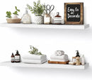 Floating Wall Shelves 2-Pack - 24-Inch Rustic White Wooden Shelves for Storage and Décor, Easy Installation for Living Room, Bedroom, and Kitchen by CozyNest Decor