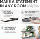 Homeforia Gray Floating Shelves for Wall, Premium Solid Wood Grey Shelf, Grey Bathroom Shelves, Heavy Duty Bracket, 30 x 6.5 x 1.75 inch, Set of 2 by CozyNest Decor