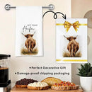Not Today Heifer Highland Cow Hand Towels for Farmhouse Kitchen Bathroom Decor | Funny Waffle Weave Microfiber Dish Towel Western Gift by CozyNest Decor