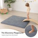 Baby Play Mat for Floor,1.3" Thick Elasti-Foam 50"×50" Playpen Mat for Tummy Time,Water Repellent Soft Coral Velvet for Toddler,Infant,Kids,Non-Slip Backing Safe for Crawling(Dark Grey) by TinyTreasures Baby Boutique