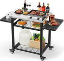 Outdoor Grill Table, Stainless Steel Grill Cart for Blackstone Griddle, Pizza Oven Stand for Onni, Kitchen Cooking Prep Table BBQ Cart for Party, Bar, Camping by CozyNest Decor