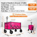 Collapsible Folding Wagon Cart, 350LBS Utility Large Capacity Cart Foldable Wagon with All Terrain Wheels, Grocery Wagons Carts for Garden Shopping Sports Camping, Rose by GreenHaven Gardens