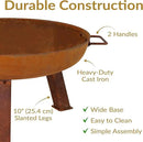 Sunnydaze 24-Inch Cast Iron Heavy-Duty Fire Pit for Outside - Wood-Burning Outdoor Fire Pit Bowl with Handles - Oxidized Finish by GreenHaven Gardens