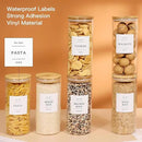 6 Pack Glass Jar with Airtight Bamboo Lid and White 132 Kichen Pantry Labels Preprinted - 28 Oz Clear Round Glass Food Storage Containers set For Tea Coffee Bean Cookie by CozyNest Decor