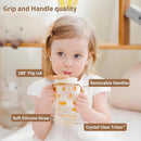 Evorie Tritan Spill Proof Toddler Straw Sippy Cup, 10 oz for Baby and Toddlers 1-3 Years Old, No Spill Straw Water Bottle with Removable Handles, Ideal for School, BPA-Free, Blue Rabbit by TinyTreasures Baby Boutique