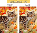 BLKWHT Fall Cat Garden Flag 12x18 Vertical Double Sided Autumn Leaves Thanksgiving Holiday Outside Decorations Burlap Yard Flag BW699 by GreenHaven Gardens