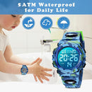 Kids Watch,Boys Watch for 3-15 Year Old Boys,Digital Sport Outdoor Multifunctional Chronograph LED 50 M Waterproof Alarm Calendar Analog Watch for Children with Silicone Band,Kids Gift by TinyTreasures Baby Boutique
