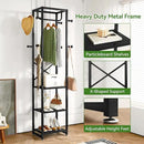 IBUYKE Coat Rack with Shelves, Freestanding Hall Tree with 3 Shelves and 8 Hooks, Industrial Clothes Stand for Entryway, Hallway, Bedroom, Black UTMJ088B by CozyNest Decor