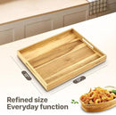 Koppen Acacia Wood Serving Tray with Handles, 17" x 13.86", Large Wooden Platter for Breakfast, Ottoman Tray for Party, Snacks, Fruit, Coffee Table, Living Room, Sofa, Bed, Outdoor by CozyNest Decor