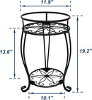 CASIMR 2 Tier Plant Stand, 19.2 inch Tall Metal Potted Holder Rack,Indoor Outdoor Multiple Flower Pot Shelf Rustproof Iron Garden Container for Garden Patio Living Room Corner Balcony, Black by GreenHaven Gardens