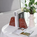 Marble Bookend for Heavy Books, Decorative Bookends for Shelves, 7.5LB Durable and Heavy-Duty Book End for Hardback Book & CDS, Unique Book Stopper & Holder, Rosso Francia, Set of 2 by CozyNest Decor
