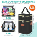 PIIOSER Baby Bottle Tote Bag with Ice Pack, Fits 4 Baby Bottles Up to 9 Ounce, Small Insulated Breastmilk Cooler Travel Bag with Shoulder Strap for Nursing & Working Mom Daycare (Black-S) by TinyTreasures Baby Boutique