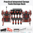 CCCEI Red Power Tool Organizer Wall Mount, Large Tools and Battery Storage Rack Charging Station Individual Switches. Drills Holder, Garage Utility Shelves with 6FT Power Strip. Gift for Men. by GreenHaven Gardens