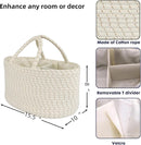 Diaper Caddy Organizer Cotton Rope Baby Basket Nursery Storage and Portable Tote Bag for Car Ideal Baby Shower Gifts and Registry Must-Have for Newborn Essentials Large striped by TinyTreasures Baby Boutique