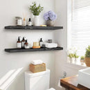 36"x6.8"x1.2" Solid Wood Floating Shelves 2-Pack - Rustic Black Finish with Hidden Brackets, Perfect for Storage and Décor in Living Room, Kitchen, Bedroom by CozyNest Decor