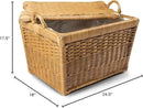 The Basket Lady Lift-Off Lid Wicker Storage Basket, Large, 24.5 in L x 18 in W x 17.5 in H, Sandstone by GreenHaven Gardens