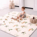 Baby Play Mat 71x79 Inch, 2 in 1 Fabric & XPE Dual-Sided Design Foldable Play Mats for Babies and Toddlers, Waterproof & Anti-Slip Baby Mat for Floor, Portable Baby Foam Crawling Mat with Travel Bag by TinyTreasures Baby Boutique