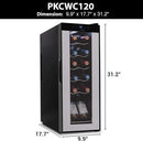 NutriChef PKCWC120 White & Red Cooler-Freestanding Countertop Compact Mini Wine Fridge Chiller Capacity, Digital Control, Glass Door, 12 Bottle-Black by CozyNest Decor