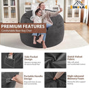 3FT Bean Bag Chair, Comfy Bean Bag Chairs with Memory Foam Filled, Fluffy Beanbag Sofa with Dutch Velvet Cover, Round BeanBag Chairs for Living Room, Playroom- Grey by TinyTreasures Baby Boutique