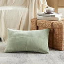 Fancy Homi 2 Packs Sage Green Long Lumbar Decorative Throw Pillow Covers 16x24 Inch for Couch Bed Sofa, Rustic Farmhouse Boho Home Decor, Soft Striped Corduroy Rectangle Accent Cushion Case 40x60 cm by CozyNest Decor