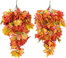 RECUTMS Fall Leaves Hanging Plant Artificial Fall Leaves Garland with Berry Fake Autumn Wall Hanging Leaf Vines for Home Halloween Party Door Frame Fireplace Decoration(Orange with Berry) by CozyNest Decor