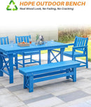 HDPE Outdoor Bench, 55" Patio Bench Outdoor Furniture, Poly Lumber Adirondack Benches, All Weather HDPE Patio Garden Backless Benches for Park, Poolside, Deck, Porch, Sky Blue by CozyNest Decor