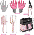 WORKPRO 5PCS Garden Tool Set, Aluminum Heavy Duty Gardening Tool Set with Garden Tool Bag, Outdoor Garden Hand Tools, Pink, Garden Gifts by GreenHaven Gardens