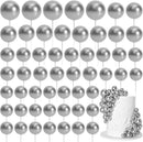 75 Pieces Silver Cake Balls Topper Decorations Foam Cupcake Topper Mini Balloon Cake Topper Picks for Cake Deco Birthday Party Wedding by TinyTreasures Baby Boutique