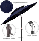 9ft Outdoor Patio Umbrella - 2 Tiers Table Umbrella Waterprool UV Protection, Sombrillas de Patio with Push Button Tilt&Crank, Sun Umbrella for Pool, Porch, Garden, Backyard(Dark Blue) by GreenHaven Gardens