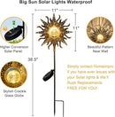 HOMEIMPRO Large Sun Solar Garden Decor Lights Outdoor Garden Gifts Mom Dad, Crackle Glass Metal Stake,Yard Decorations, Waterproof LED Lights for Lawn Patio Ornaments, Mothers Day Gifts for Women by GreenHaven Gardens