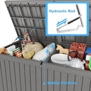 180 Gallon Deck Box,Resin Outdoor Storage Box with Lockable for Patio Furniture, Pool Accessories, Garden Tools Waterproof Outside Storage Box, Grey by GreenHaven Gardens